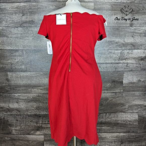 Premier Amour Off Shoulder Scallop Edge Mini Dress Size 14 - Picture 2 of 7